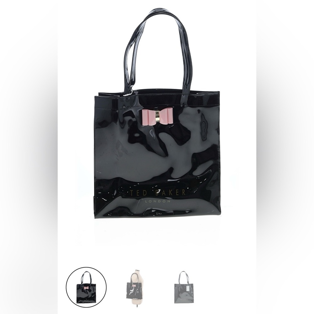 Ted Baker Glossy Black Tote with Pink Bow